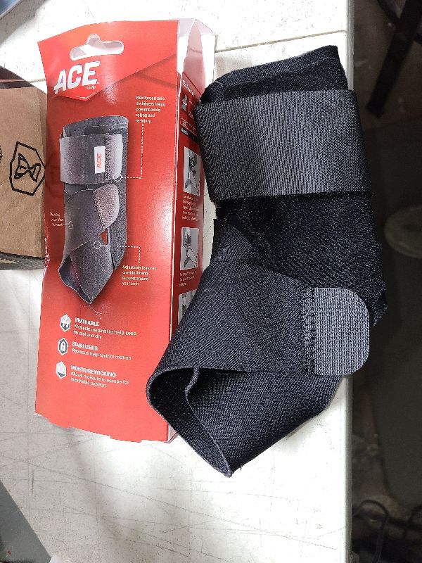 Photo 1 of ACE Brand Deluxe Adjustable Ankle Stabilizer, Firm Stabilizing Support for Weak, Sore or Injured Joints, Adjustable Ankle Brace, Breathable, One Size Fits Most