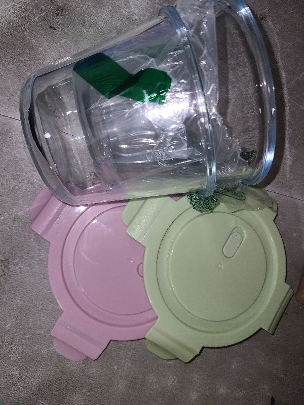 Photo 1 of 3-Cup/24 Ounce Glass Food Storage Containers, Round Glass Soup Container with Airtight Lids, Leak-proof Soup Stew Food Storage and Meal Prep Container, Microwave Freezer Safe, 2pcs(Pink&Green)
