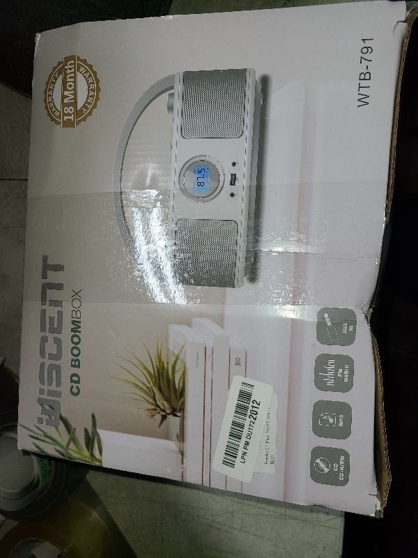Photo 1 of CD Radio Portable CD Player Boombox with Bluetooth,FM Radio,Remote Control,USB Input and 3.5mm AUX Headphone Jack,CD-R/CD-RW/MP3/WMA Playback,AC/Battery Powered(WTB-791)