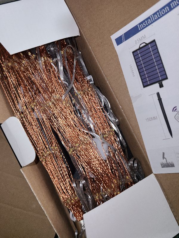 Photo 1 of 4Pack 800LED Solar Starburst Sphere Lights,Firework Lights Remote Control Timer 8 Modes Dimmable Waterproof Hanging Fairy Light, Copper Wire Twinkling Light for Patio Party Tent Christmas (Warm White)