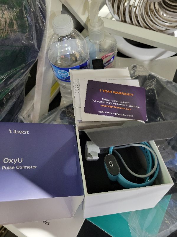 Photo 1 of Vibeat OxyU Oxygen Monitor for O2 & Heart Rate Continuous Tracking, Wrist Wearable Pulse Oximeter, Notification of Threshold Exceed, Bluetooth Finger Oxygen Meter with Free App & PC Report