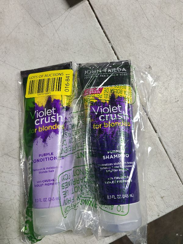 Photo 1 of **SEAL HAS BEEN BROKEN**
John Frieda Violet Crush Purple Shampoo and Conditioner Set - Blonde Toner Neutralizing Yellow Tones for Bleached and Platinum Hair, Enhancing Blonde Tones, 8.3 oz (2 Pack)