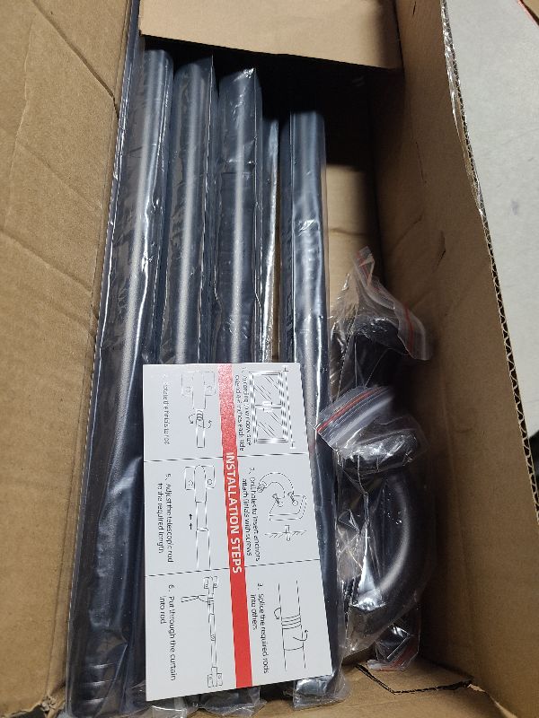 Photo 1 of Ycinadou Black Curtain Rods for Windows 66 to 120 inches, Blackout Wrap Around Curtain Rod with Brackets, 1 Inch Diameter Adjustable Curtain Rod