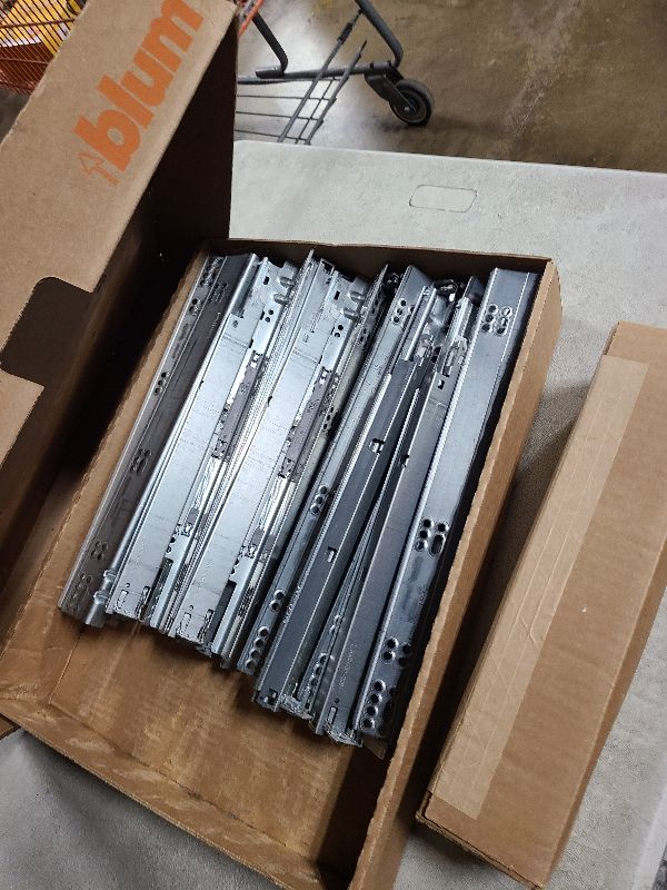Photo 1 of 15" BLUM Tandem Set of 6 Drawer Slides Plus BLUMOTION Complete Kit. with Runners 563H, Locking Devices, Rear mounting Brackets and Screws (for face Frame or Frameless Application)