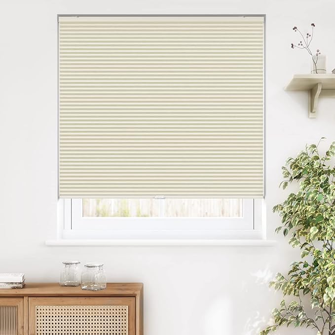 Photo 1 of LazBlinds Cordless Cellular Shades, Blackout Privacy Honeycomb Shades for Home, Thermal Insulation Noise Reduction Blinds for Windows, 30'' W x 64'' H, Cream