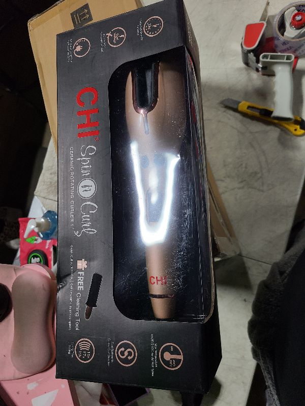 Photo 1 of CHI Spin N Curl, Curling Iron For Healthy & Shiny Effortless Curls & Waves, Provides Preset Temperature Settings For Each Hair Texture, Rose Gold