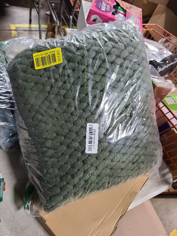 Photo 1 of YnM Original Hand Knitted Throw Blanket | Soft, Breathable and Portable Medium-Weight Chunky Knit Throw for Couch, Sofa, Bed and More | Stylish Home Décor Piece (Olive, 50"x70")