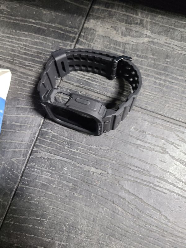 Photo 1 of amBand Compatible with Apple Watch Series 9/8/7/SE (2nd)/SE/6/5/4/3 Band for Men 45mm 44mm 42mm Case, Rugged Sport Strap for iWatch 45/44 mm Military Protective Cover Bumper Drop-Proof, Matte Black
