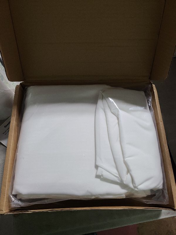 Photo 1 of Amazon Basics Lightweight Microfiber 3 Piece Duvet Cover Set with Zipper Closure, Full/Queen, Bright White, Solid