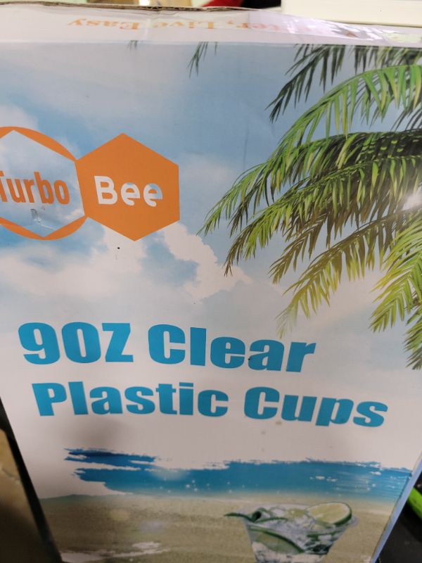 Photo 1 of Turbo Bee 300 Pack 9oz Clear Plastic Cups,Disposable Crystal Drinking Cups,PET Plastic Party Cups for Wine,Juice,Iced Coffee and Cold Drinks