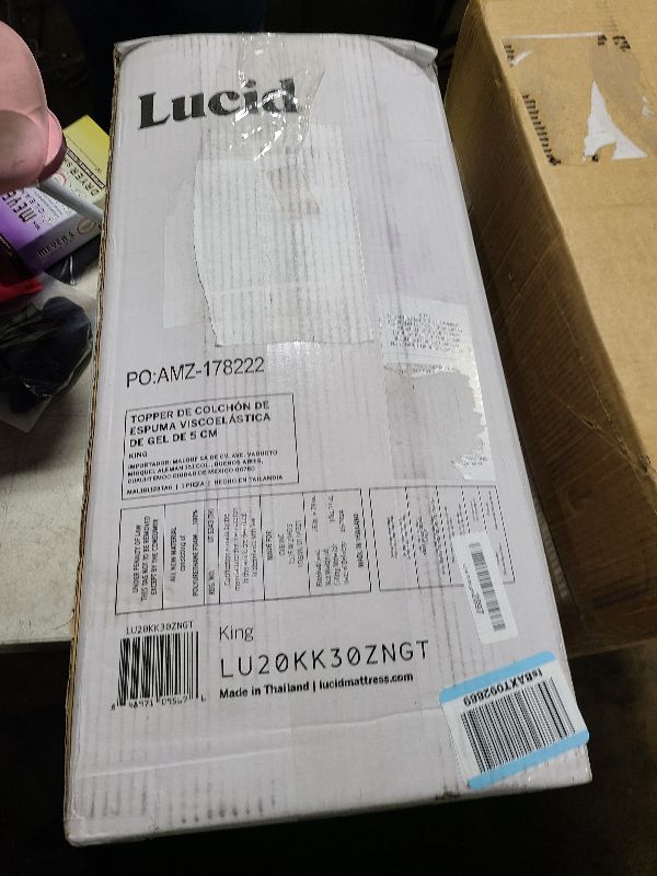 Photo 1 of Lucid 2 Inch Mattress Topper King - Memory Foam Mattress Topper King - 5 Zone Gel Infusion - CertiPur Certified Foam