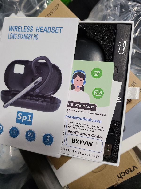 Photo 1 of TERUNSOUl Bluetooth Headset V5.3, Wireless Bluetooth Earpiece with 600mAh Charging Case, 110H Playtime, Hands Free Headset for Cell Phone and Computer with Built-in Microphone for Work Trucker Office