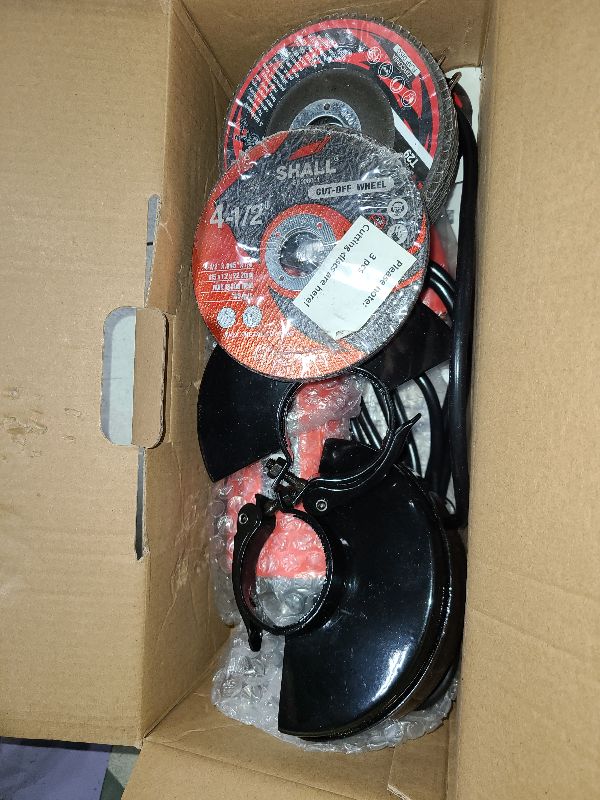 Photo 1 of 7.5Amp 4-1/2 Inch 12000 RPM Angle Grinder with 2 Guards, 3 Cutting Wheels, 3 Discs, Non-Slip Handle and Carbon Brush for Metal and Wood