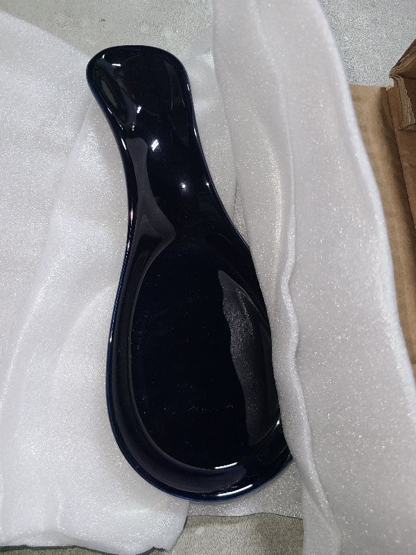 Photo 1 of GDCZ Porcelain Spoon Rest - Large Spoon Holder Utensil Rest for Kitchen Counter Stove Top, Dishwasher Safe (Navy-Black)