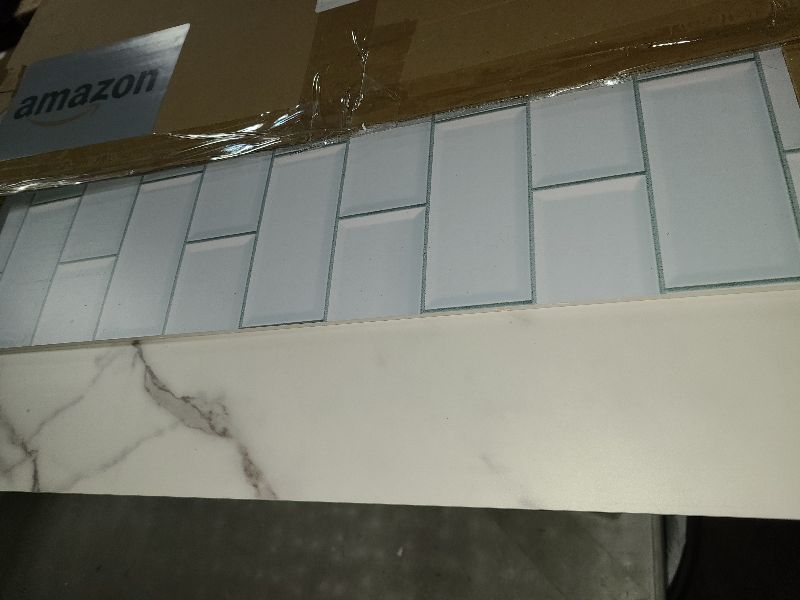 Photo 1 of 2 PCS Boards Photo Backdrop for Flat Lay, Food Photography Background 24x24 Inch, White Marble Subway Tile Tabletop Backdrop Board BEIYANG