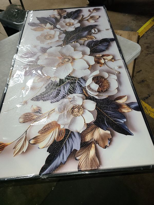 Photo 1 of HUBOSKN White Flower Wall Decor for Living Room - Modern Black White and Gold Wall Art Bedroom - Black Framed Wall Art Size 24" x 48"