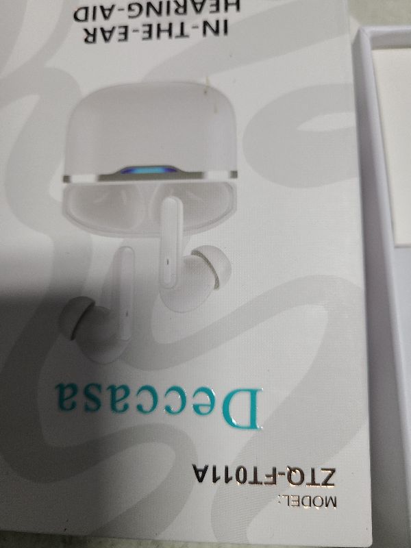 Photo 1 of Hearing Aids for Hearing Loss with Volume Control and Noise Cancelling, Adjustable Hearing Amplifiers for Seniors and Adults with Portable Charging Case (White)