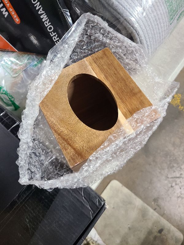 Photo 1 of ALELION Tissue Box Cover Square - Acacia Wood Tissue Box Holder for Tabletop Night Stands Bathroom Office - Decorative Facial Cube Tissue Box Cover for Modern Farmhouse Decor
