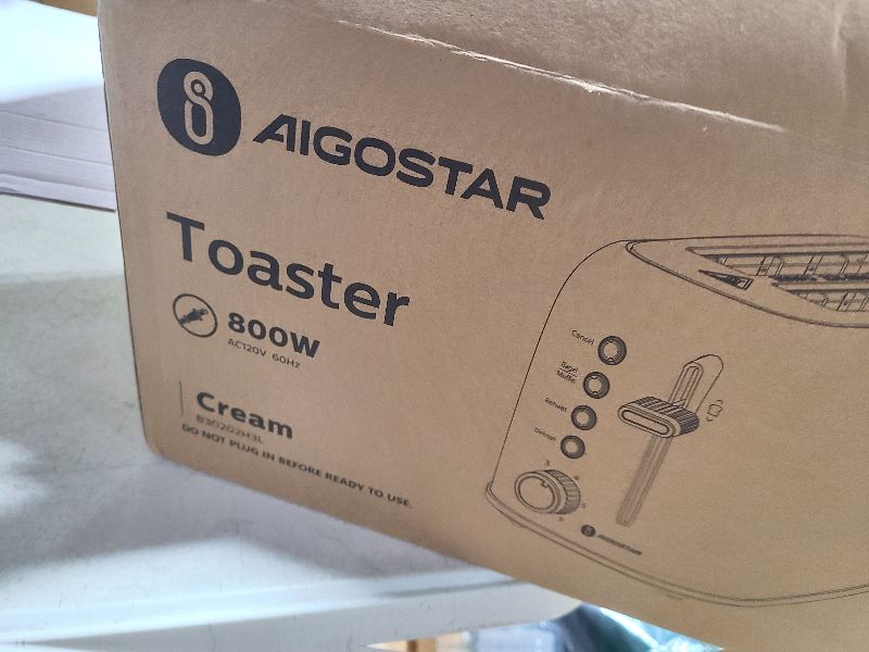 Photo 1 of Aigostar Toaster 2 Slice, Retro Extra-Wide Slot Toasters Best Rated Prime for Toasting Bagels, Breads, Waffles & More, Cancel, Defrost & 6 Browning, Removable Crumb Tray, Stainless Steel, Cream White