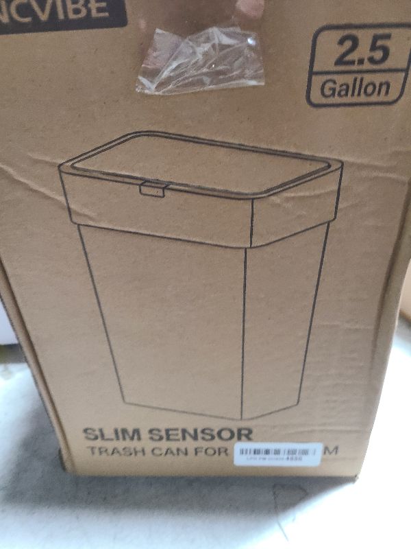 Photo 1 of SYNCVIBE Slim Sensor Trash Can with Lid 2.5 Gallon Bathroom Trash Bin, 9.5 Liter Small Smart Garbage Can, Motion Sensor Trash Can with Automatic Lid, Plastic Waterproof Waste Basket for Bedroom