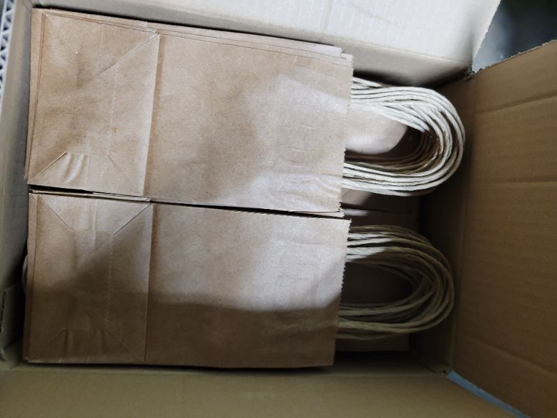Photo 1 of BagDream 100 Pack 3.5x2.4x6.7 Inches Mini Gift Bags Party Favor Bags Small Brown Gift Bags with Handles Bulk Kraft Paper Bags Recyclable Paper Sacks