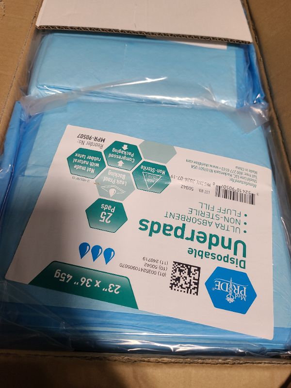 Photo 1 of MED PRIDE Disposable Underpads 23'' X 36'' Incontinence Pads, Chux, Bed Covers, Puppy Training | Thick, Super Absorbent Protection for Kids, Adults, Elderly | Liquid, Urine, Accidents (150)