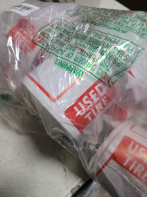 Photo 1 of Affrolling 300 Stickers Used Tire Label 6" x 2-3/4" Price Stickers Shop Inventory Tags for Wheels Red and White Adhesive Sticks Blank Space for Retail Price Tread Sizes