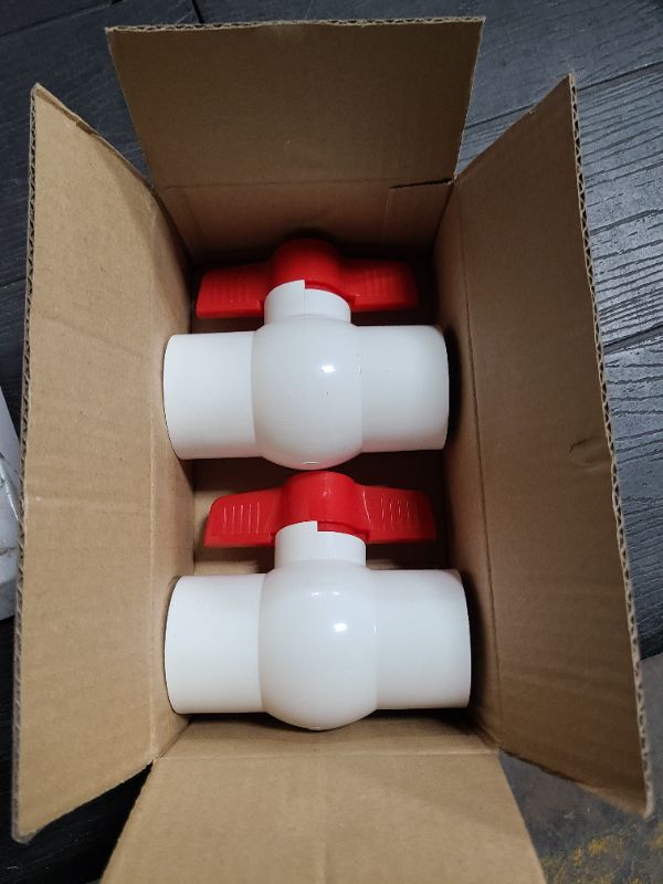 Photo 1 of 2Pcs 1-1/2" PVC Ball Valve Water Pipe Shut-off Valve Socket with Red T-Handle for Cold Water Supply lines, Irrigation Pipe fitting System(Socket x Socket), Schedule 40