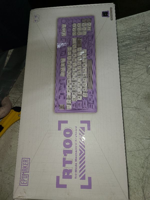 Photo 1 of EPOMAKER RT100 97 Keys Gasket BT5.0/2.4G/USB-C Mechanical Keyboard with Customizable Display Screen, Knob, Hot Swappable Socket, 5000mAh Battery for Win/Mac(RT100 Purple, Flamingo Switch)