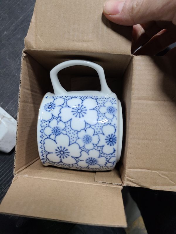 Photo 1 of Caalio Mini Ceramic Tea Cup Coffee Mug for Office and Home, Japanese Style, Dishwasher and Microwave Safe, for Tea, Juice, Coffee 8oz - Blue Blossom