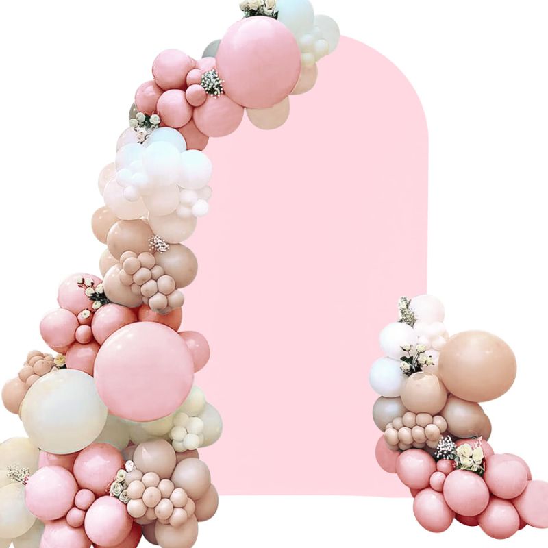 Photo 1 of Spandex Fitted Wedding Arch Cover 7.2FT Pink Arch Backdrop Cover, Round Top Chiara Backdrop Stand Covers for Wedding Birthday Party Baby Shower Banquet Arch Decoration (Pink, 7.2FT)