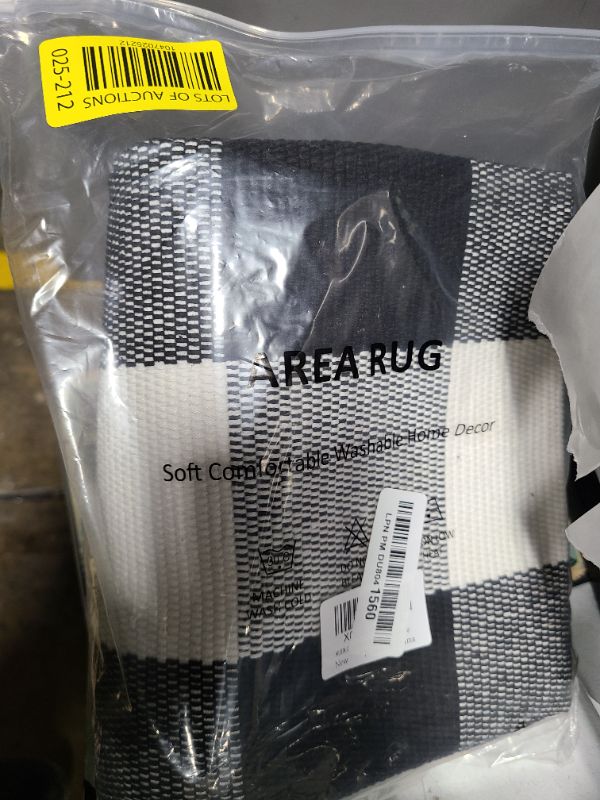 Photo 1 of MUBIN Cotton Buffalo Plaid Rug 27.5 x 43 Inches Black and White Check Rugs Hand-Woven Indoor or Outdoor Rugs for Layered Door Mats Washable Carpet for Front Porch, Kitchen, Farmhouse, Entryway