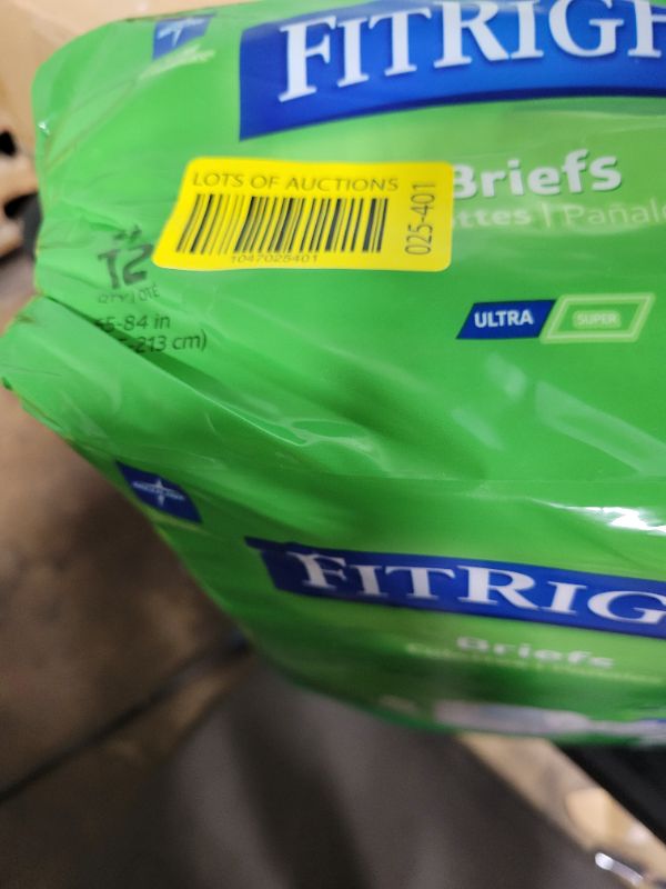 Photo 1 of Medline FitRight Disposable Adult Incontinence Briefs, Heavy Absorbency, Size 3XL (65-84 Inch Waist), Pack of 12