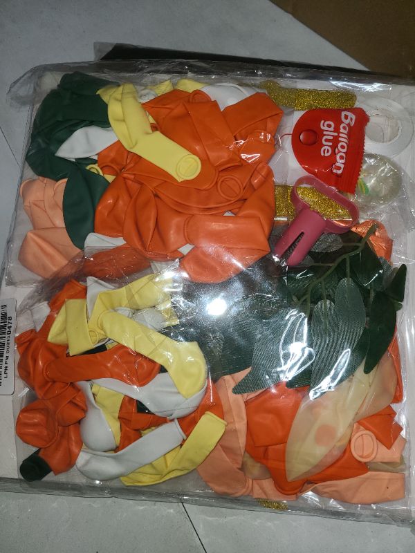 Photo 1 of 138pcs Little Cutie Baby Shower Balloon Boxes Decorations, Baby Block with Letters Orange Balloon Garland Kit A Little Cutie is On The Way Banner Willow Leaves for Fruit 1st Birthday Party Decorations
