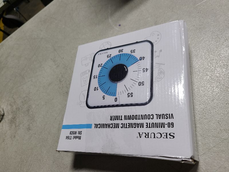 Photo 1 of Secura 60-Minute Visual Countdown Timer, 7.5-Inch Oversize Classroom Visual Timer for Kids and Adults, Durable Mechanical Kitchen Timer Clock with Magnetic Backing (Blue)