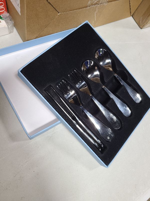 Photo 1 of 6 Piece Kids Silverware Set, EIUBUIE 18/10 Stainless Steel Toddler Utensils, Child and Baby Safe Flatware, Metal Kids Utensil Cutlery Set Includes 2 Toddler Forks and Spoons, 2 Butter Knives