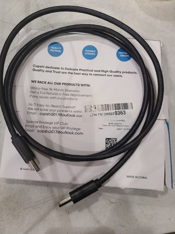 Photo 1 of Capshi 8K 4K DisplayPort Cable 1.4, 10FT DP Cable [VESA Certified, 8K@60Hz, 4K@144Hz, 2K@240Hz/165Hz/144Hz], Bradied 32.4Gbps High Speed Display Port Cable for Gaming Monitor, HDR/HDCP/FreeSync/G-Sync