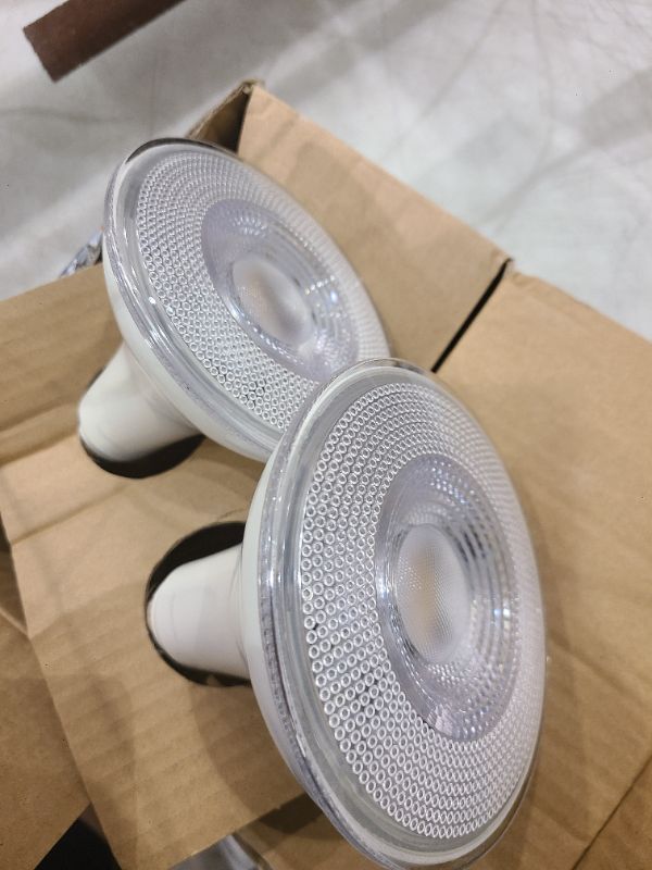 Photo 1 of Amazon Basics PAR38 Dusk to Dawn Sensor LED Light Bulb, 120 Watt Equivalent, Energy Efficient 14W, E26 Standard Base, Daylight White 5000K, Non-Dimmable, 10,000 Hour Lifetime , 2-Pack