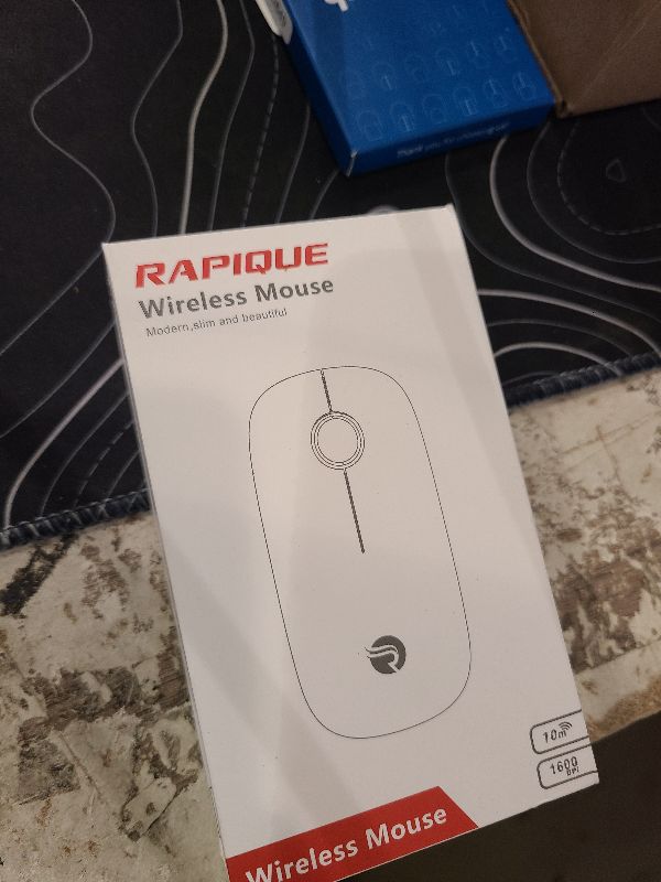 Photo 1 of RAPIQUE Bluetooth Wireless Mouse - (BT5.1+USB) Slim Dual Mode Computer Mice with Quiet Click, Low Power, and 1600 DPI, Portable Cordless for MacBook, Laptop, iPad Pro/Air, Chromebook (White)