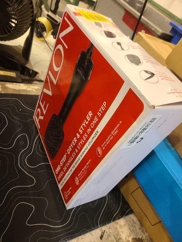 Photo 1 of REVLON One-Step Hair Dryer and Styler, All-in-One Detangling and Straightener Brush for Salon-Quality Smooth, Straight Hair, More Shine and Less Frizz, Black