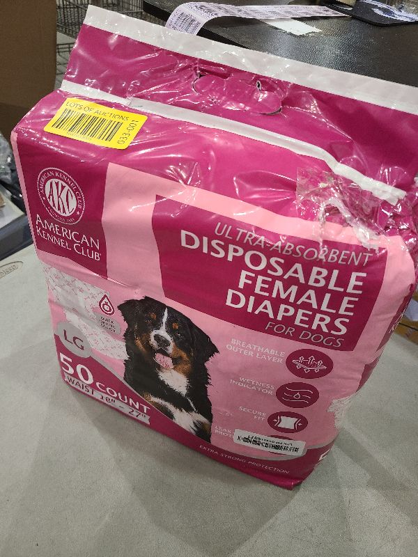 Photo 1 of American Kennel Club Female Dog Wrap, Disposable Diapers with Wetness Indicator, Large, 50 Count