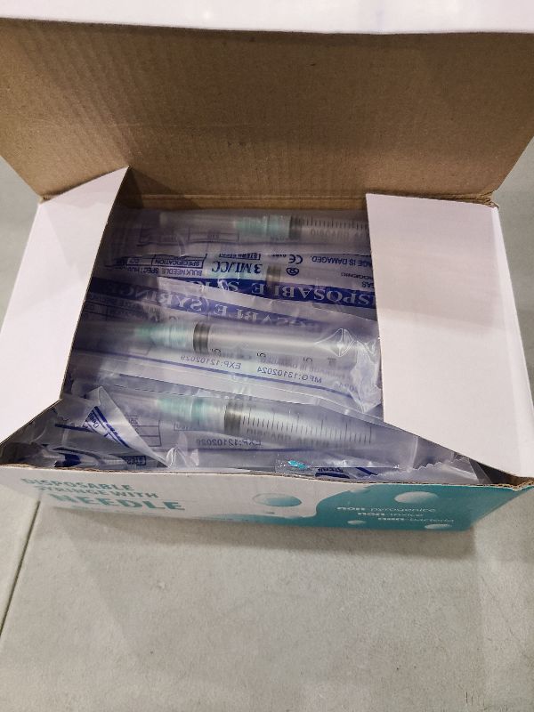 Photo 1 of 50 Pack 3ml 21Gauge 1Inch - Luer Lock 1ml 2.5ml 3ml 5ml 10ml 20ml with 25Ga, 23Ga, 22Ga, 21Ga, 18Ga Lab Consumables(Individually Sealed Wrapped)