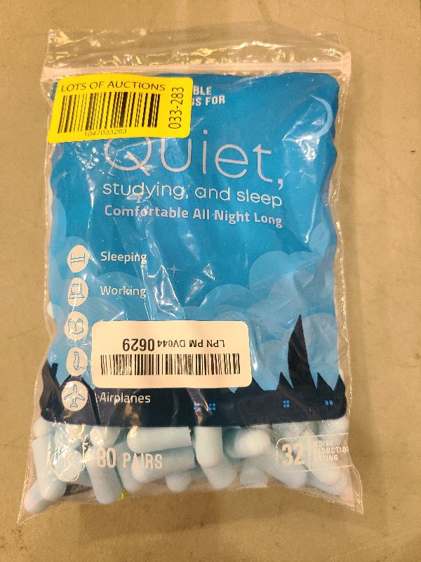 Photo 1 of 3M Disposable Earplugs For Quiet, Studying & Sleep, 80 Pairs (160 Plugs), Noise Reduction Rating (NRR) 32 dB, Comfortable All Night Long, Light Blue Ear Plugs, Come In Resealable Bag (EPQS-80B-SIOC)