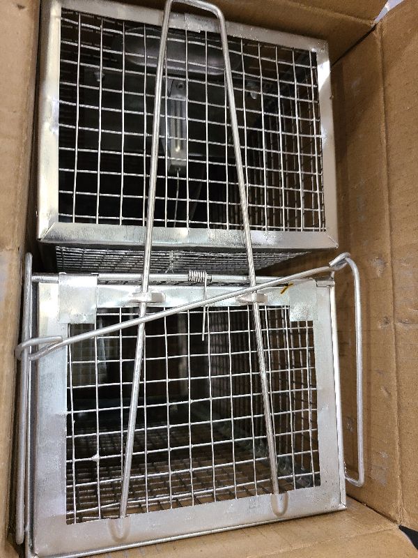 Photo 1 of Anyhall 2-Pack Chipmunk Traps Humane Live Mouse Rat Cage Traps for Indoor and Outdoor Use (Silver)