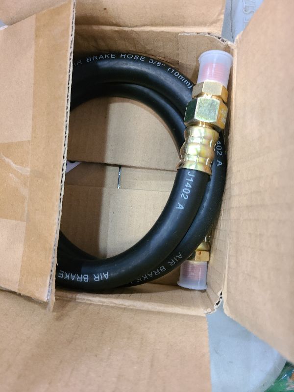 Photo 1 of 3/8” Hose End Air Brake Hose Repair Kit, Dazakoot 3/8” Fit End x 3/8” Swivel End Rubber Air Brake Hose Assembly, SAE J1402 Air Brake Hose for Semi Truck Axle - 36inch