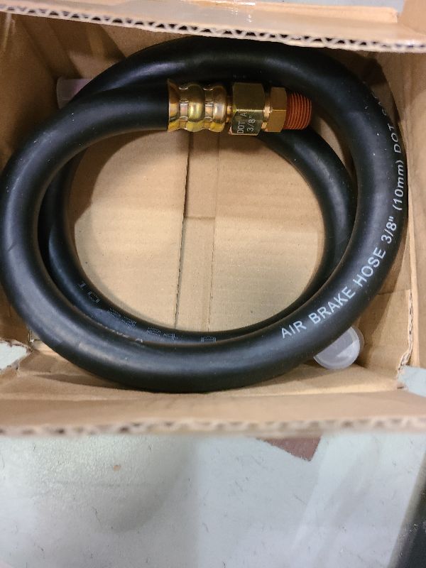 Photo 1 of 3/8” Hose End Air Brake Hose Repair Kit, Dazakoot 3/8” Fit End x 3/8” Swivel End Rubber Air Brake Hose Assembly, SAE J1402 Air Brake Hose for Semi Truck Axle - 36inch