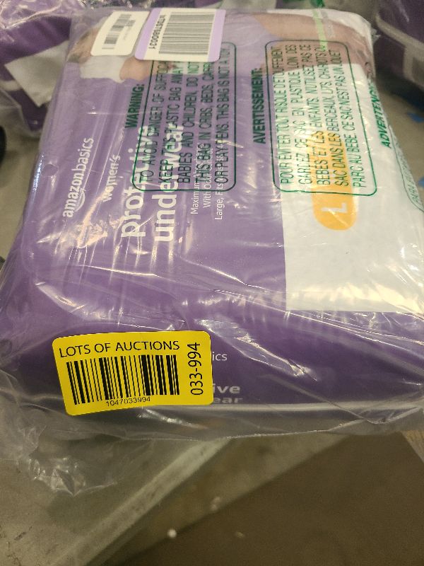 Photo 1 of Amazon Basics Incontinence Underwear for Women, Protective, Disposable, Postpartum, Maximum Absorbency, Large, Lavender, 18 Count