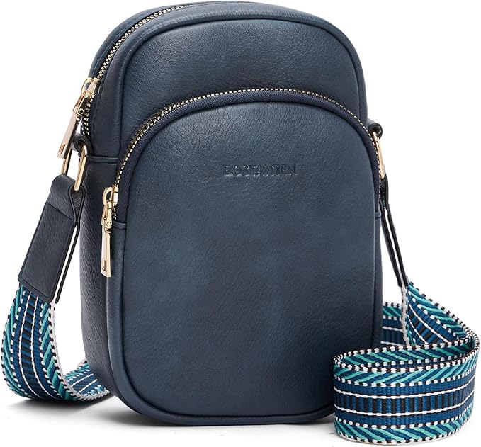 Photo 1 of BOSTANTEN Small Crossbody Bags for Women Designer Zip Cell Phone Purse Shoulder Handbags Wallet with Card Slots NAVY BLUE