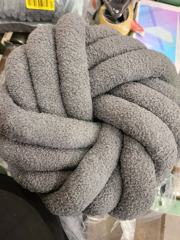 Photo 1 of  Uvvyui Knot Pillows, 14 Inch Decorative Throw Pillows Round Pillows Cushion, Soft Handmade Knotted Ball Pillow Plush Cushion Home Decor for Bed Couch Living Room (Dark Gray, 14 Inch)
