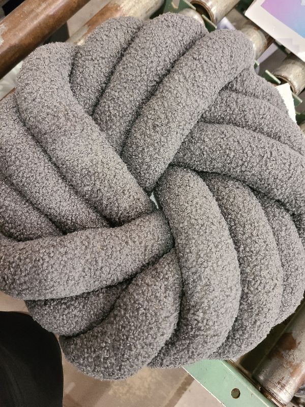 Photo 1 of  Uvvyui Knot Pillows, 14 Inch Decorative Throw Pillows Round Pillows Cushion, Soft Handmade Knotted Ball Pillow Plush Cushion Home Decor for Bed Couch Living Room (Dark Gray, 14 Inch)
